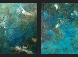 Azure 1 and 2 – mixed media – oil on panel, 2x 24” x 24”