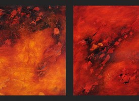 Firescape 1 and 2 – mixed media – oil on panel, 2x 24” x 24”