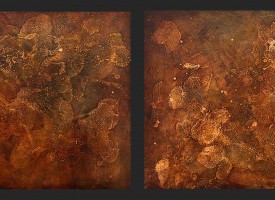 Process 1 and 2 -mixed media – oil on panel, 2x 24” x 24